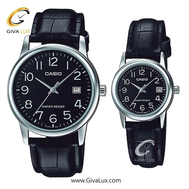 ساعت مچی اورجینال ست کاسیو Casio نقره ای | مشکی| مشکی| کد رفرنس زنانه: LTP-V002L-1BUDF، مردانه: MTP-V002L-1BUDF